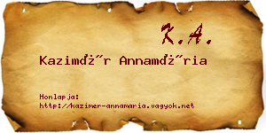 Kazimér Annamária névjegykártya